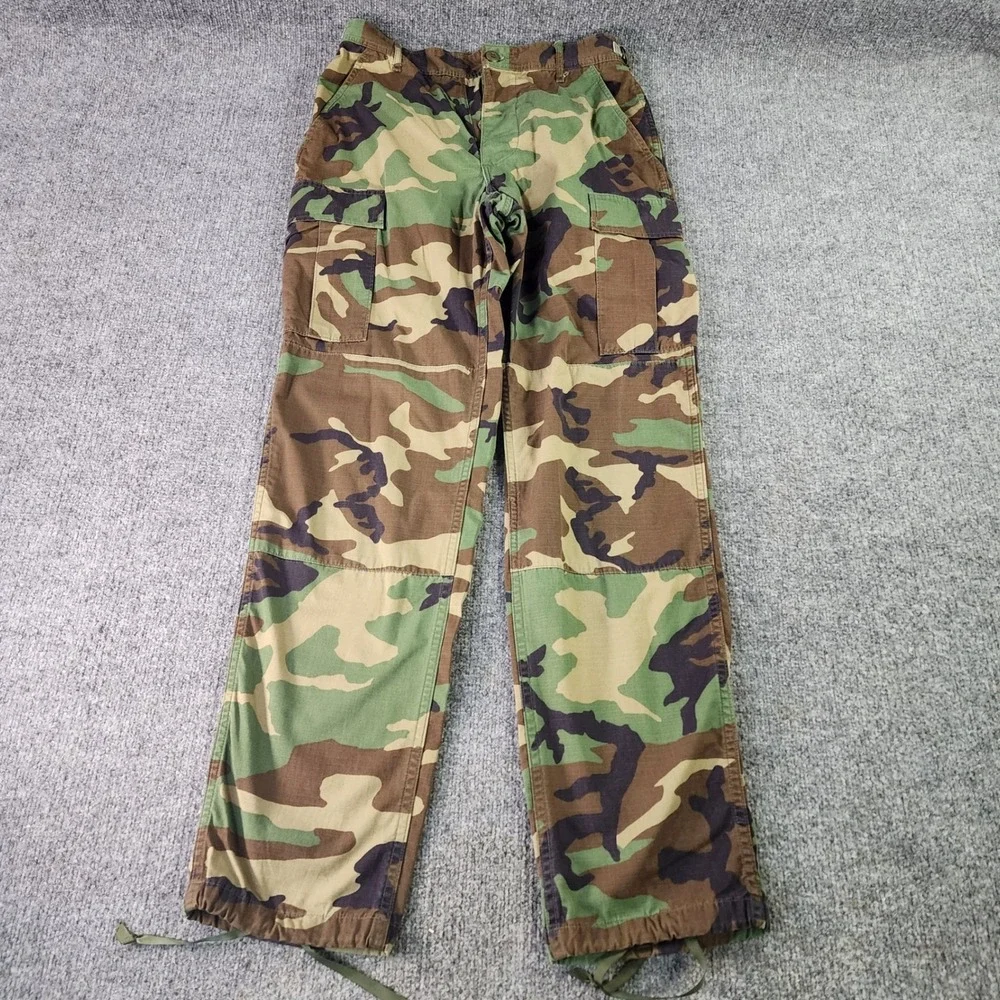 Vtg 90s US Army M81 Woodland Camo BDU Cargo Snap Fly Pants Mens Small Long 31x33